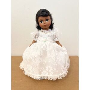 Vintage Madame Alexander Bride Doll Black Hair Big Eyes Lace Wedding Dress 8"